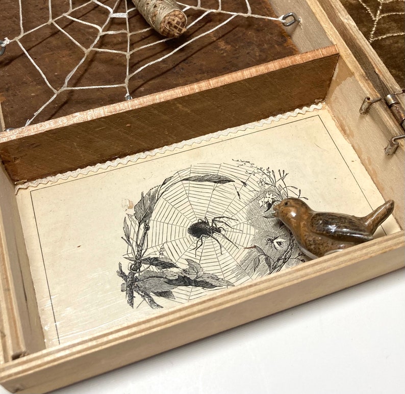 Mixed Media Said the Spider to the Fly Assemblage Art Vintage Assemblage