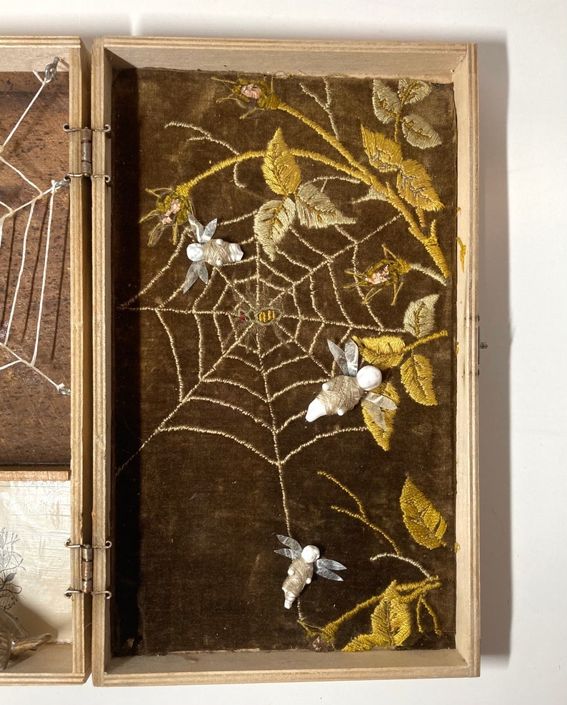 Mixed Media Said the Spider to the Fly Assemblage Art Vintage Assemblage