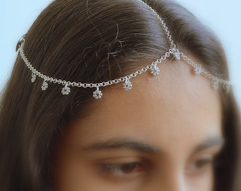 Rajasthani Matha Patti, Maang Tikka Headpiece, Indian hair accessory for Women, Wedding forehead Jewelry, flower hair chain headband