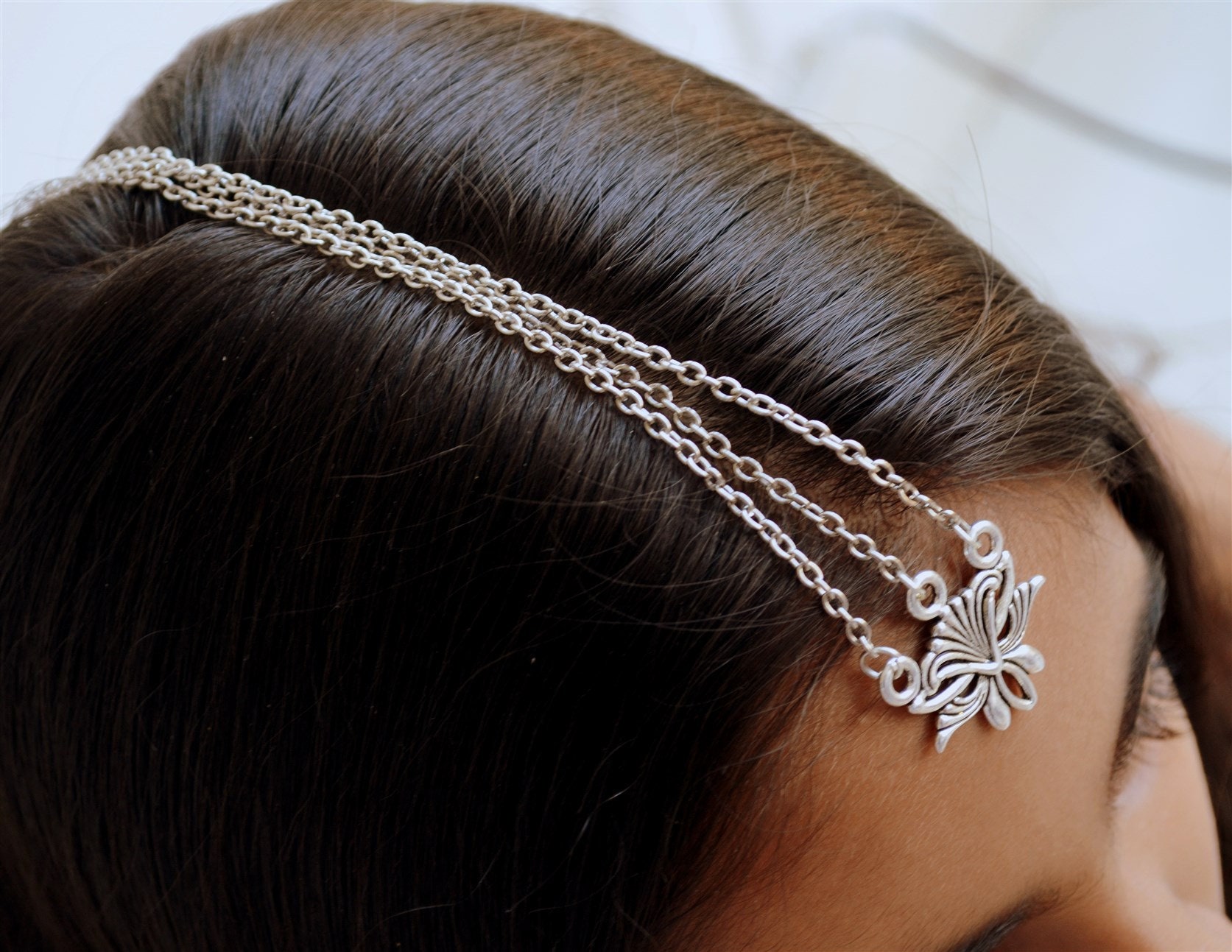 Silver Chain Headpiece Layered Maang Tikka Indian Forehead Etsy UK