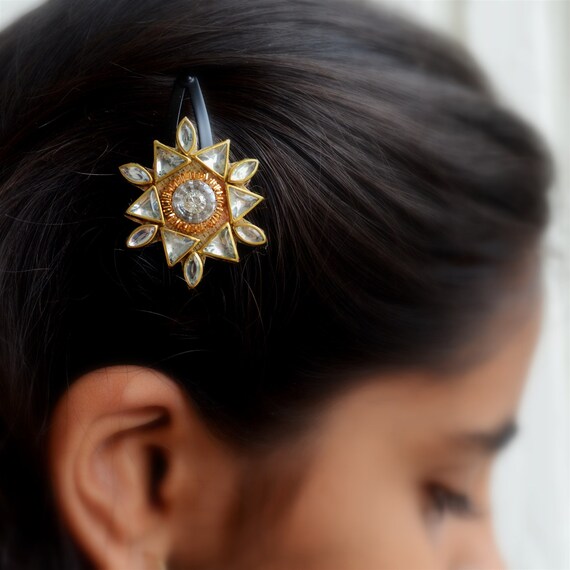 Indian Hair Accessories Flower Hair Clips Gold Hair Barrettes