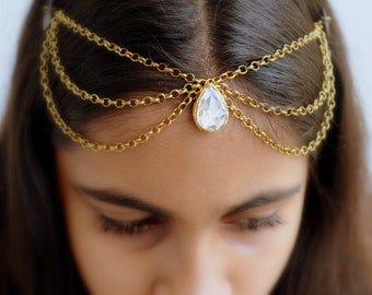 Bridal Matha Patti, Indian Maang Tikka Headpiece, Sheesh Patti hair forehead jewelry, Kundan Headband, Sangeet or Mehendi accessories