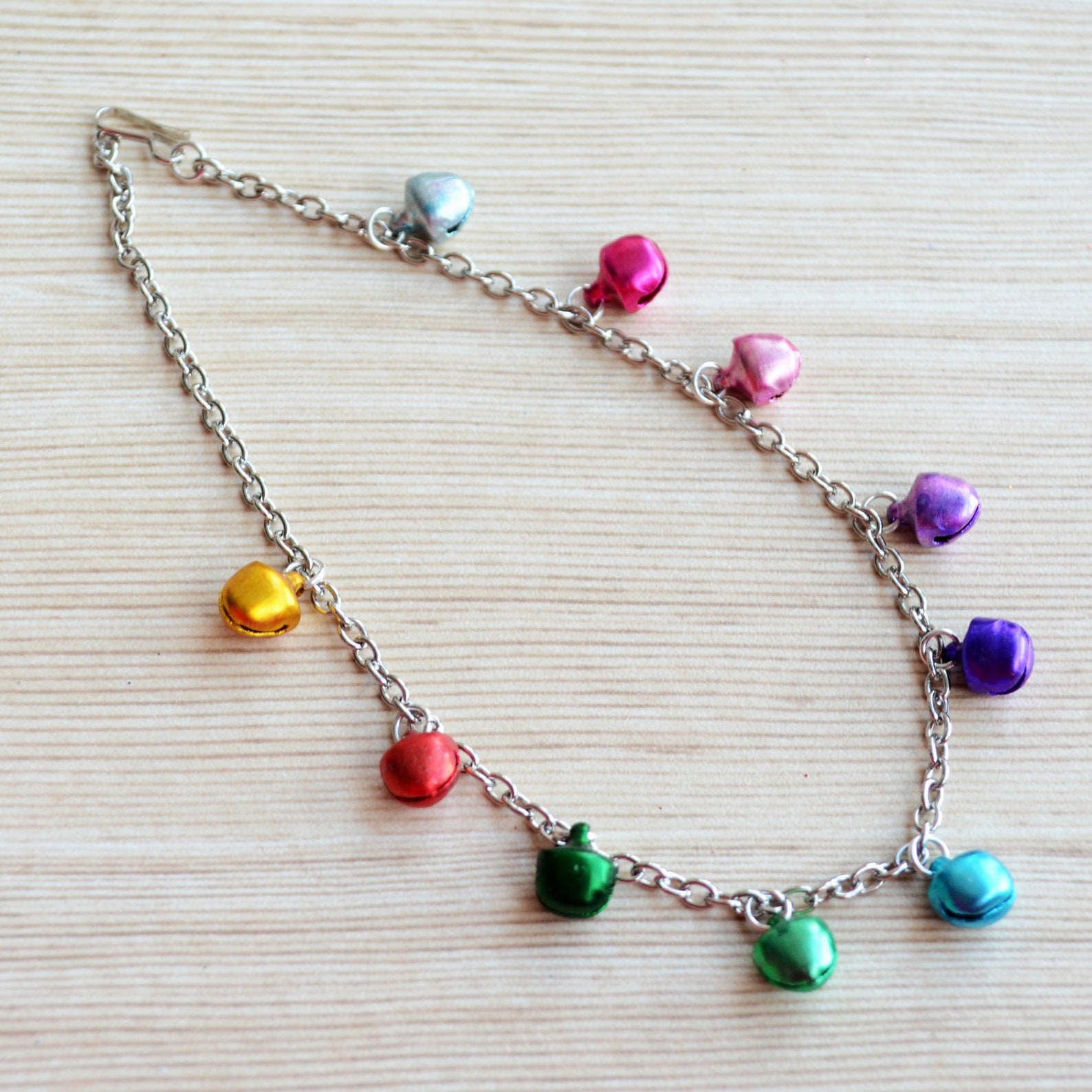 Baby Bell Anklet, Multicolour Rainbow Ankle Bracelet for Baby Girls