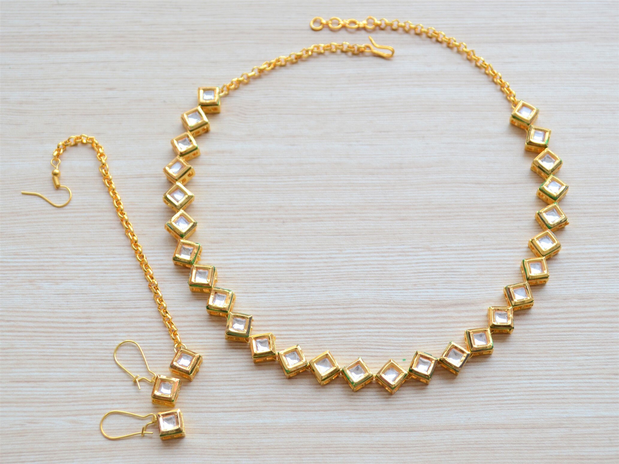 Kundan Necklace Jewelry Set Rajasthani 