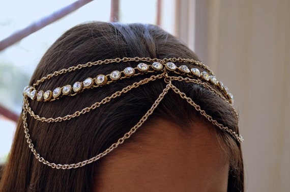 MATHA PATTI HEAD CHAIN DIAMANTE HEADPIECE JEWELLERY HAIR GRECIAN BOHEMIAN INDIAN MATHA PATTI HEAD CHAIN DIAMANTE HEADPIECE JEWELLERY HAIR GRECIAN BOHEMIAN INDIAN