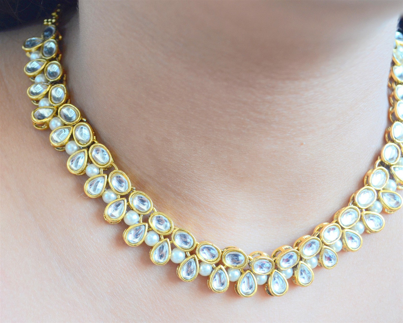 Kundan Jewelry Pearl Choker necklace bollywood style Etsy
