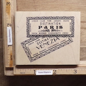 Rubber Stamp - Travel Destination Labels by Stampers Anonymous - card making, collage element, paper crafting, travel journals, scrapbooks
