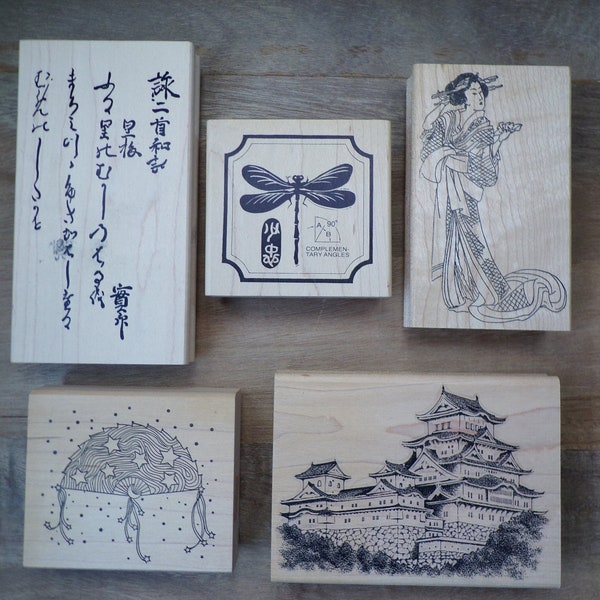 Rubber Stamp - Japan / Asia Items and Images - vintage wood mount stamps for card making, Scrapbook, Altered Art, day planner, art Journal