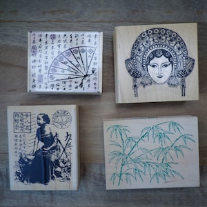 Rubber Stamp - Japan / Asia Items and Images - vintage wood mount stamps for card making, Scrapbook, Altered Art, day planner, art Journal