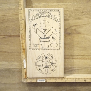 Rubber Stamp - Seed Packet Spinner by Limited Edition - decorative gardening, plants, card making, collage, paper crafting, scrapbooks