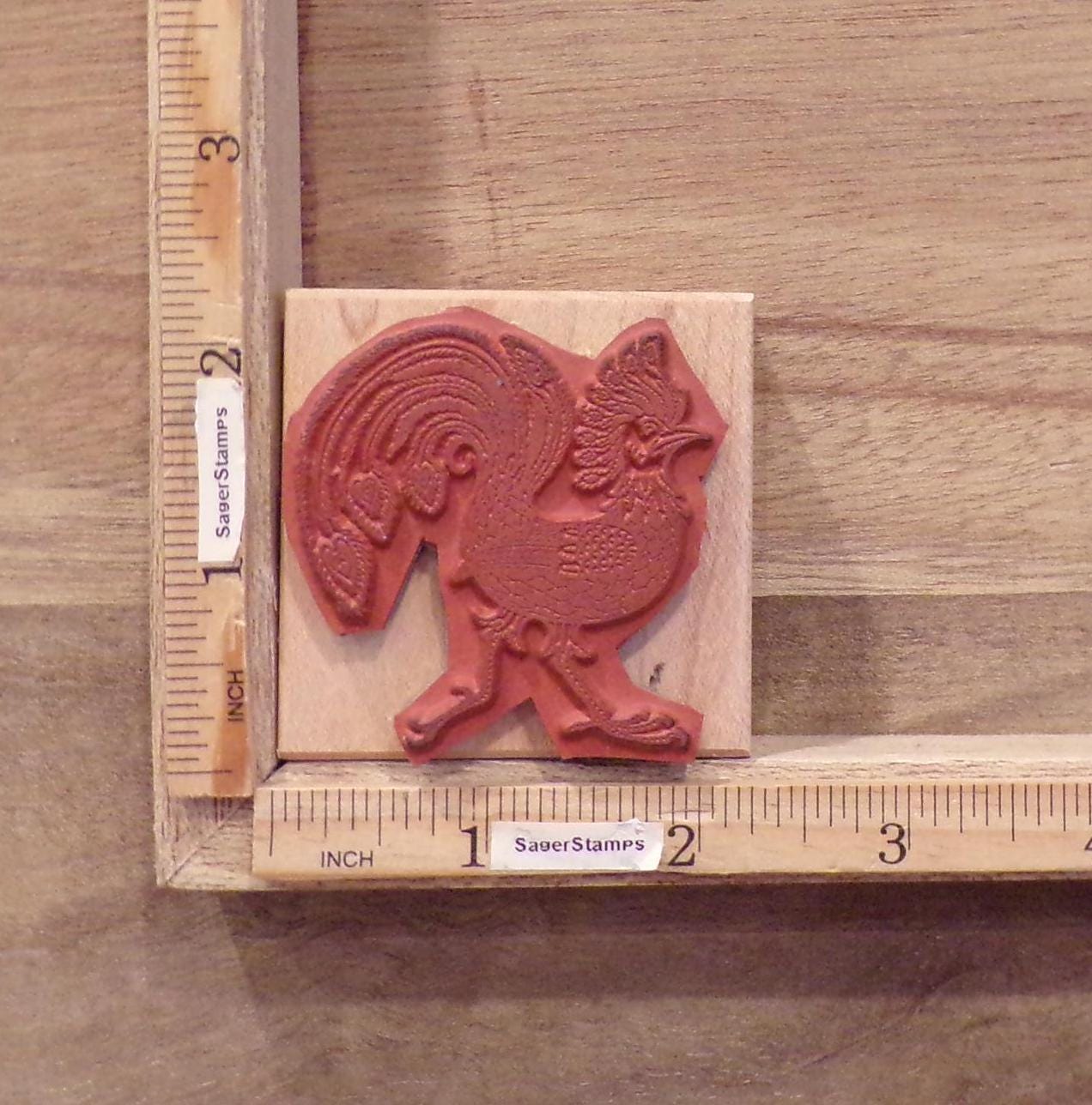 Rubber Stamp - Whimsical Rooster by Rubber Poet - Stylized Chicken ...