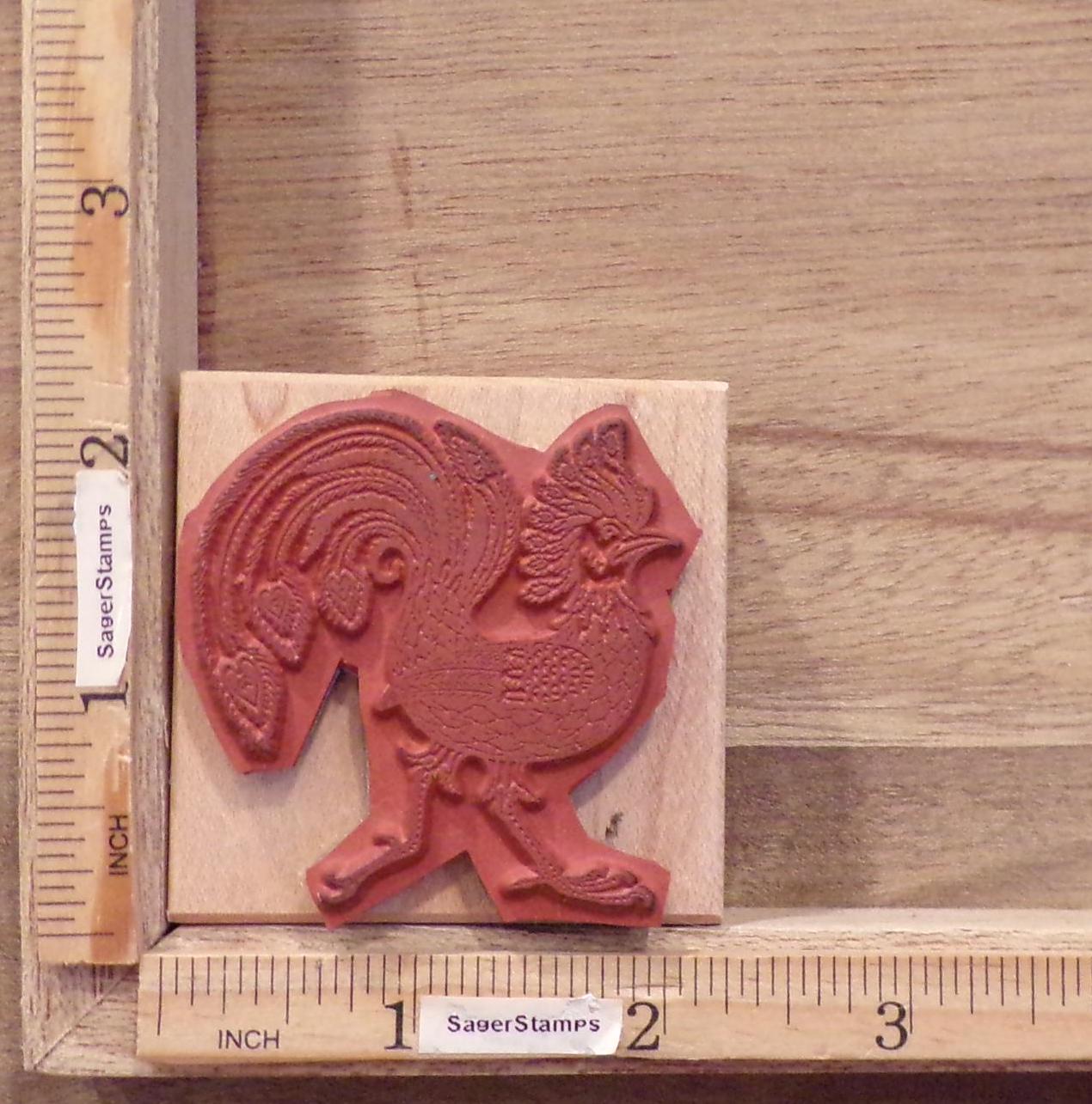 Rubber Stamp - Whimsical Rooster by Rubber Poet - Stylized Chicken ...