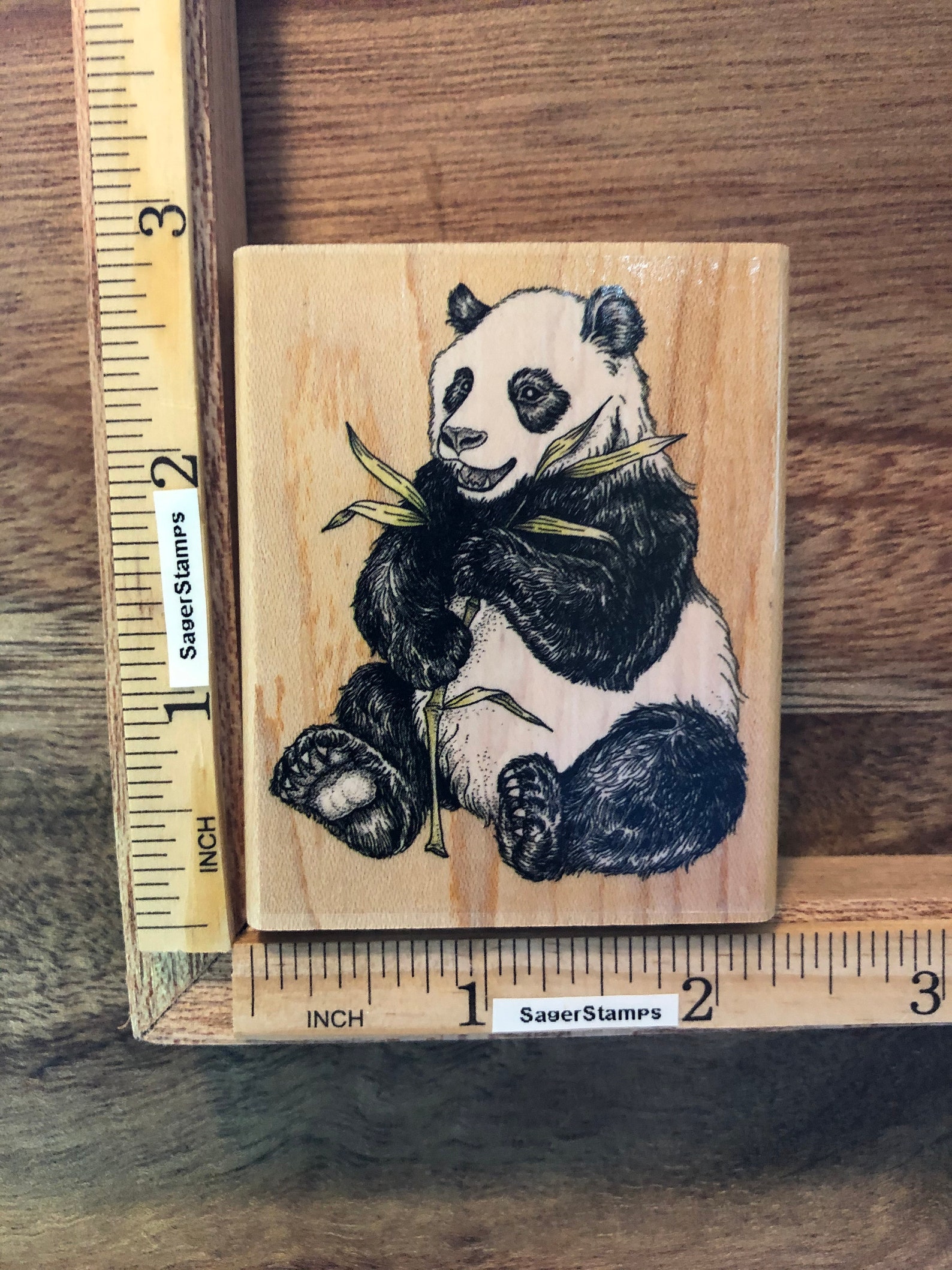 Rubber Stamp by Rubber Stampede Chinese Panda Bear eating | Etsy