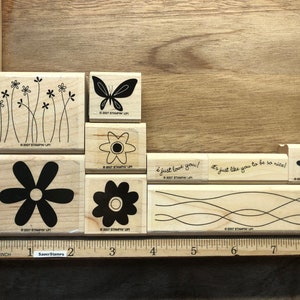 Stampin Up Rubber Stamp set of 9 stamps &quot;Just Like You&#39; - Friendship and Love sentiments with Floral accents for cardmaking, collage element