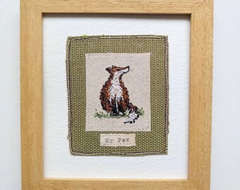 Mr Fox Embroidered Picture
