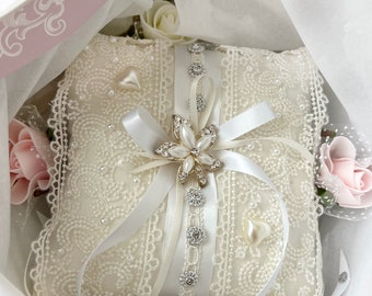 Ring Bearer Pillow-Wedding Cushion-Lace Ring Pillow-Vintage Wedding Decoration