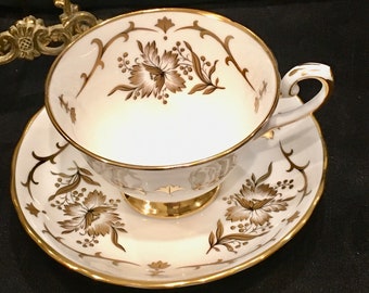 Tasse à thé et soucoupe toscane vintage en porcelaine fine, motif Royalty