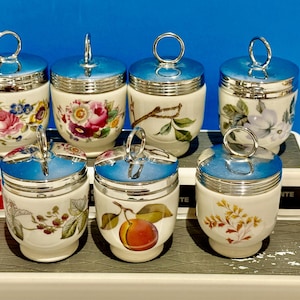 Scelta di Egg coddlers Vintage Royal Worcester Standard size: Evesham, June Garland, Bournemouth, Pink Blossom time, Lavina e Louise.