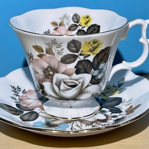 Royal Albert Large Roses teacup and saucer. Gainsborough shape.