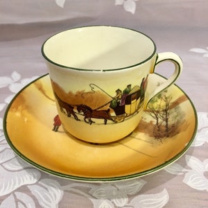 Antique Royal Doulton teacup &quot;Coaching days&quot; series  1906  made in England
