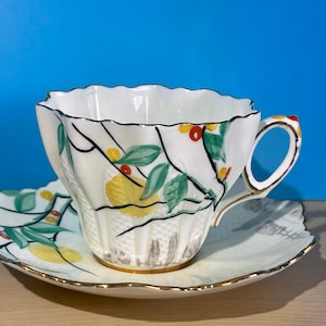 Filiżanka do herbaty i spodek Paragon w stylu Art Deco. W STANIE TAKIM, W JAKIM SIĘ ZNAJDUJĄ