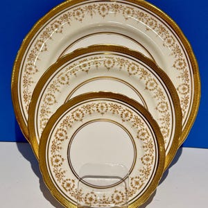 Vintage Aynsley Gold Dowery set of 3 plates: dinner, salad and side plates.