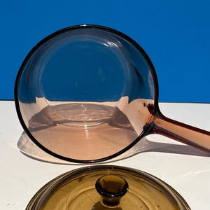 Vintage Vision Amber glass pot with a lid 1.5L made in France