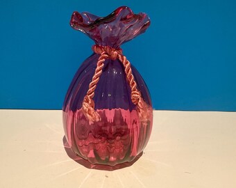 Vintage Pilgrim Cranberry sack Vase