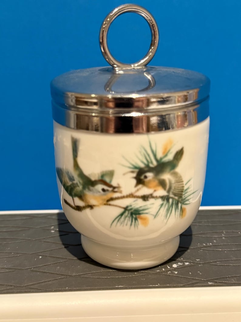 Vintage Royal Worcester Egg Coddler: Evesham, June Garland Patterns Bird 1 egg