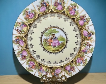 Assiette vintage « Love Story » Fragonard, or 24 carats, fabriquée en Allemagne de l'Ouest