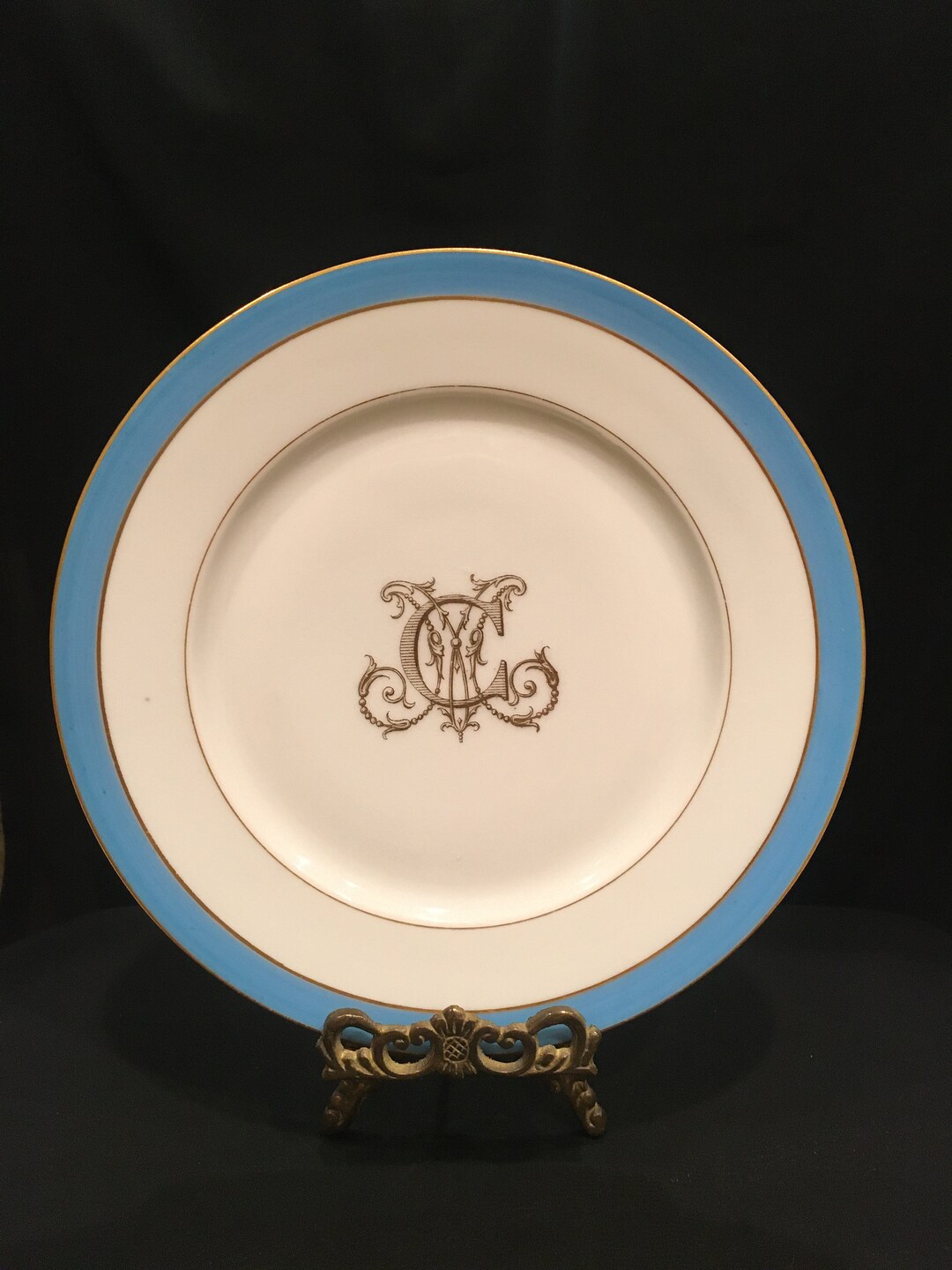 ANTIQUE Plate With Monogram Made by J. Klotz Paris 22. RARE