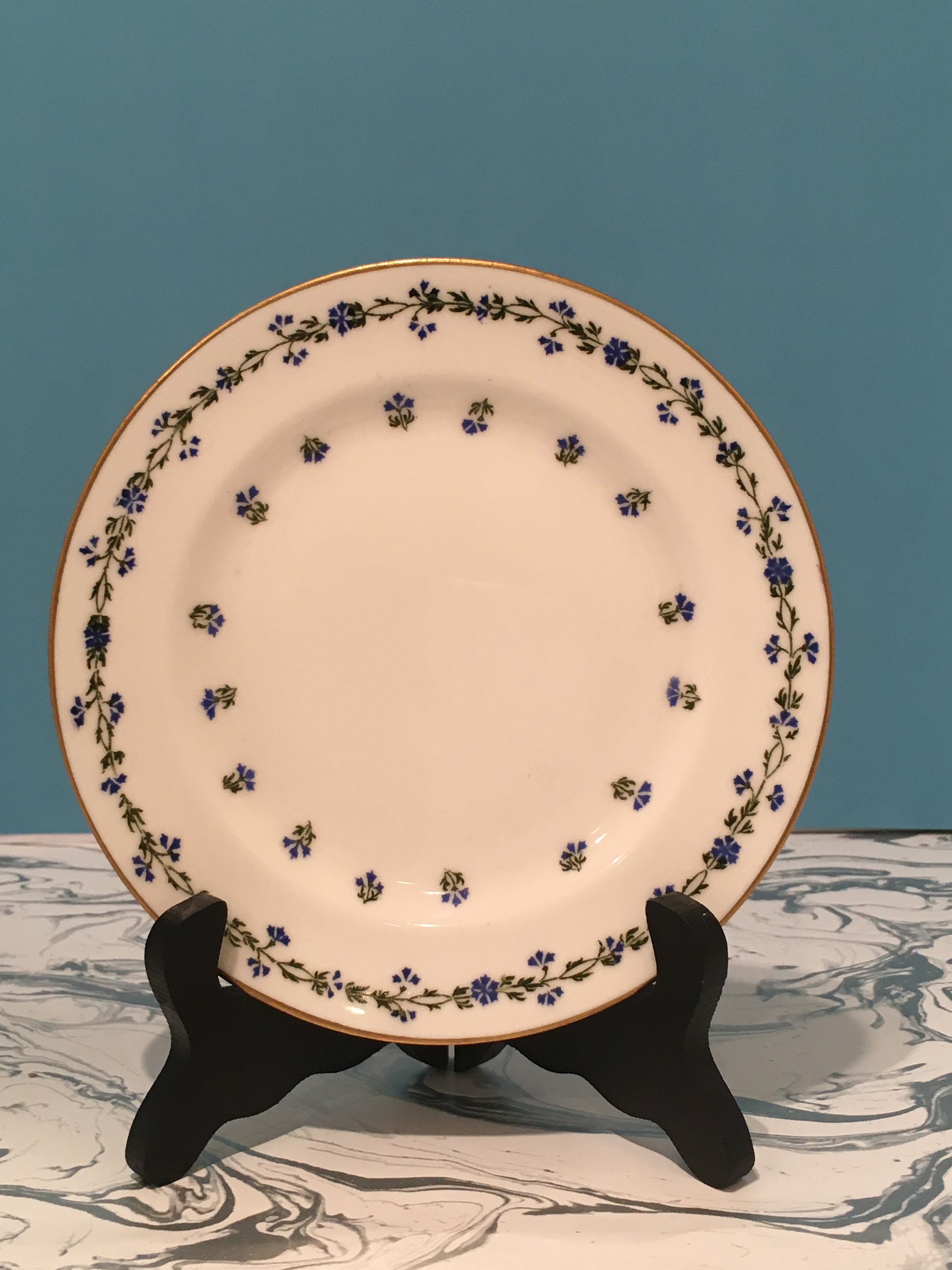 Set of Two Vintage Royal Doulton Side Plates With Blue Cornflowers