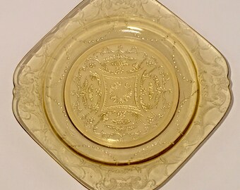 Juego de 3 platos de postre o ensalada con diseño cuadrado de Madrid de Federal Glass 1920