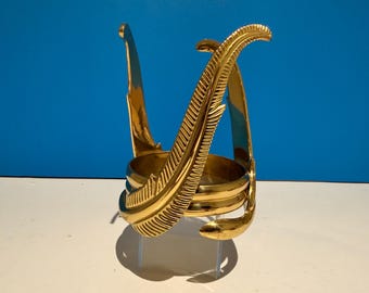 Vintage PartyLite 3-Feather Candle holder. Solid brass