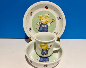 Vintage set of children porcelain dishes Mr. Mouse by Maxwell Williams Designed homewares