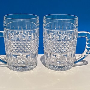 Crystal Beer Mugs with Diamond pattern, set of 2 mugs.