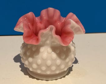 Vintage Fenton Peach Blow Hobnail Vase