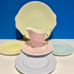 RARE! Set of Royal Albert Pastella plates, cake platter and a creamer