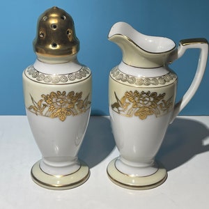 Vintage Hand decorated Noritake Creamer and Sugar shaker