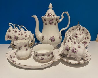 Royal Albert Sweet Violets tea set. 23 pieces.Made in England