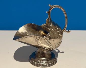 Vintage Silver plated Floral pattern Sugar Scuttle