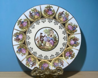 Assiette de cabinet vintage Fragonard : or 24 carats « Love Story »