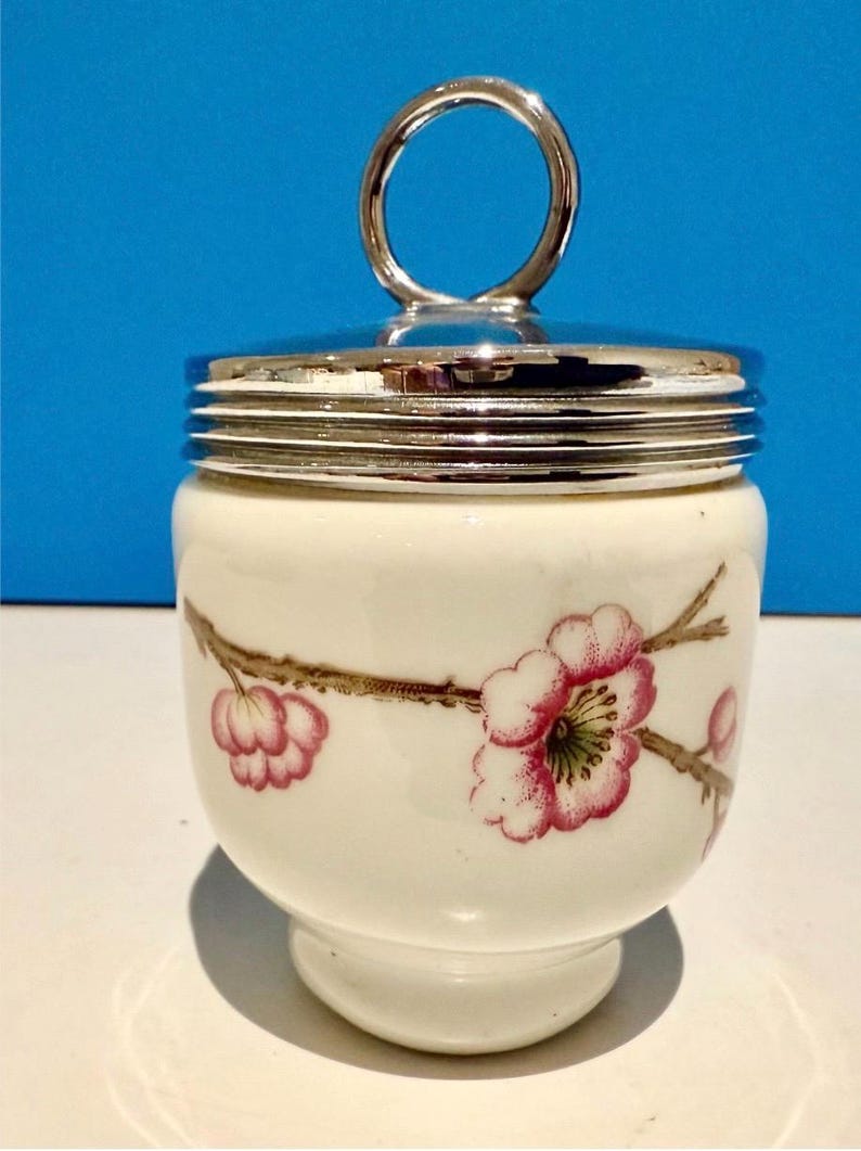 Vintage Royal Worcester Egg Coddler: Evesham, June Garland Patterns image 6