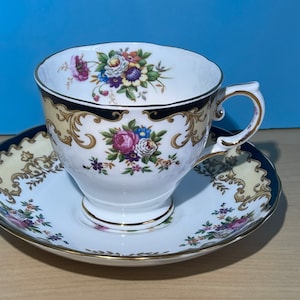 Vintage Tuscan Lorraine teacup and saucer. Made in England.