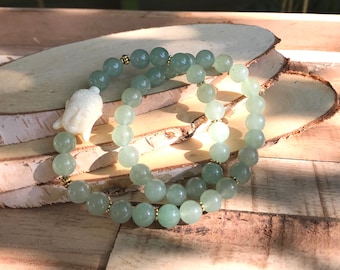 Buddha Gold Bracelet Aventurine Mala Bracelet 8 mm