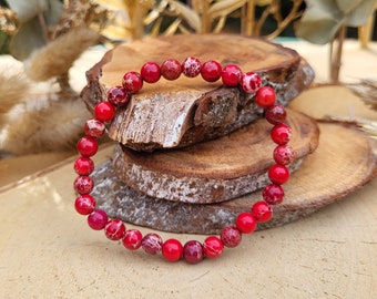 Jasper Red Imperial Jasper Bracelet 6mm Beaded Gemstone Bracelet