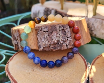 Chakra Bracelet 7 Chakras Jade Amethyst Jasper Aventurine Tiger Eye Lapis Lazuli 8 mm