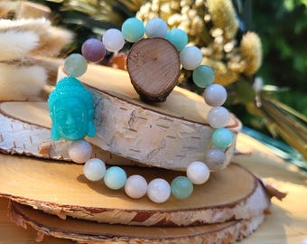Buddha Bracelet Morganite Aventurine Amazonite Jade Unique 8 mm Pearl Gemstone Bracelet