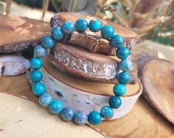 Jasper bracelet 8 mm beads blue mindfulness gemstone bracelet Lacooni