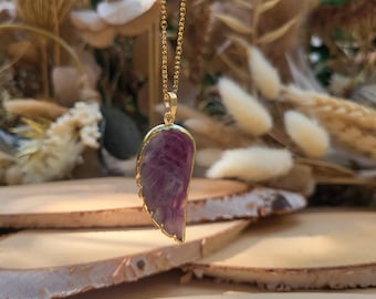 Fluorite wing necklace gemstone gold gemstone necklace